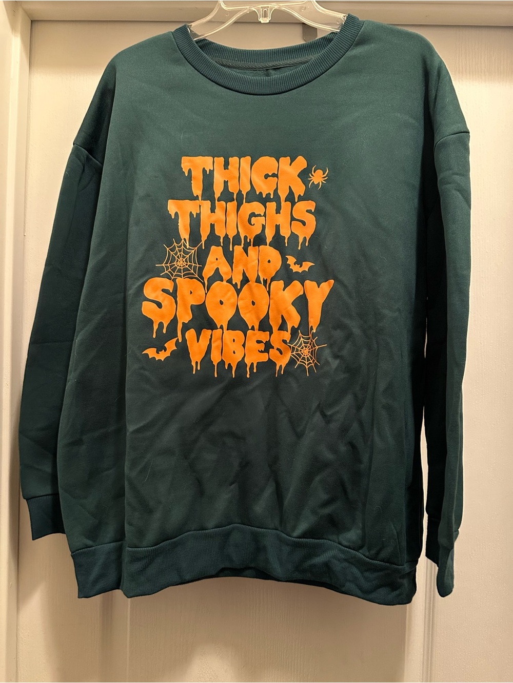 Thick Thighs and Spooky Vibes Graphic Sweatshirt - Forest Green